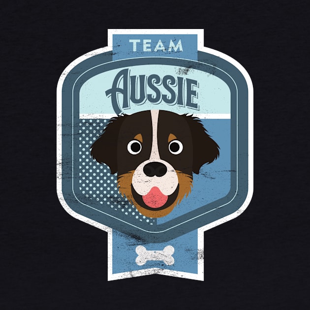 Team Aussie - Distressed Australian Shepherd Beer Label Design by DoggyStyles